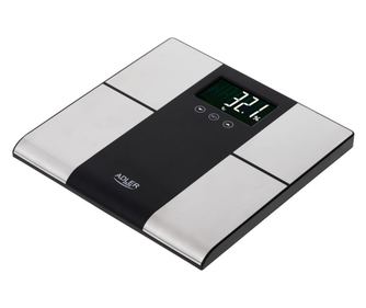 Кантар Adler AD 8165, До 225 кг, Памет за до 10 потребителя, LCD дисплей, 3 x AAA, Инокс/Черен