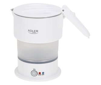 Туристическа ел.кана Adler AD 1377, 600W, 0.6 л, Сгъваем силиконов корпус, Защита от прегряване, Светлинен индикатор, Бял