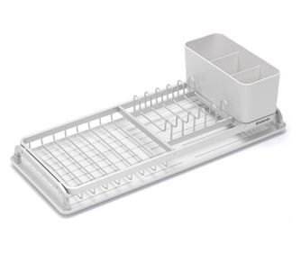 Uscător de vase Brabantia 1000203, tavă de scurgere, suport pentru tacâmuri, gri deschis
