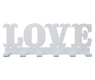 Szerelem fehér fém fogas