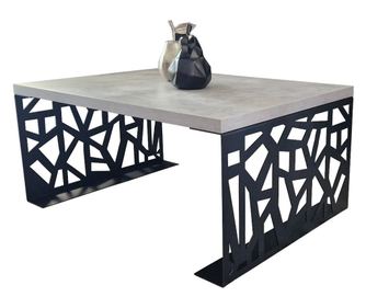 Stolik kawowy 100x70x45 cm, MDF MARMUR premium wewnętrzny, z nogami z czarnej stali