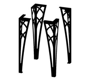 Set od 4 metalne noge za stol, elektrostatski obojene, Crne, Model 2, 71 cm