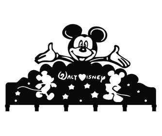 Поставка за ключове Mickey Mouse с 6 закачалки, 25x25 см, цвят черен