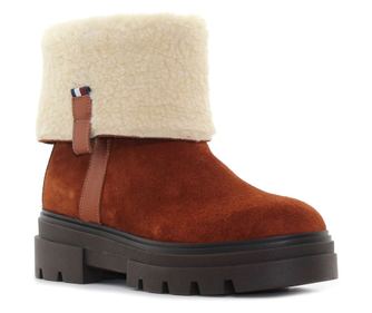 Cizme de damă Tommy Hilfiger din piele de căprioară artificială maro