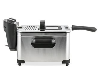 Friteuza dubla Zass ZDF 07, din Inox, Putere 2000 W, 5 l, 3 cosuri pentru prajit, Inox-negru