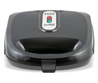 Sandwich-Maker Zass ZSM 03, putere 750W, placi grill teflonate detasabile, indicator LED, picioruse antialnuecare, culoare Negru
