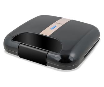 Sandwich-Maker Zass ZSM 20 Rose Gold, putere 750W, Placi grill nedetasabile cu dimensiuni 22x12 cm, indicator LED, culoare Negru