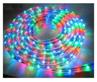 Világítótömlő beépítés tekercsre, többszínű LED-ek, 10 m hosszú mini karácsonyfával irodai használatra, Klausstech