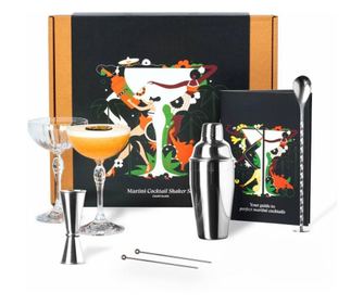Set pentru bauturi Cocktail Silver 7 piese - Shaker Cocktail din otel inoxidabil - 2 Pahare Martini Coupe