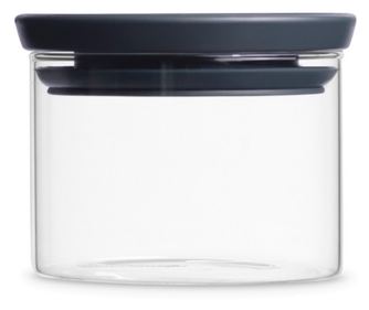 Стъклен буркан Brabantia Stackable 646876, 0.3 л, Плътно затваряне, Подходящ за съдомиялна, Прозрачен/тъмносив