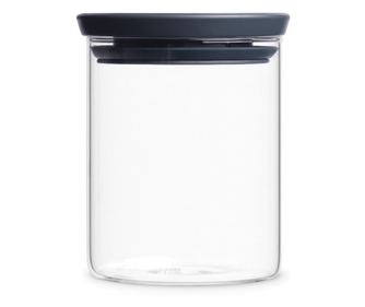Стъклен буркан Brabantia Stackable 646875, 0.6 л, Плътно затваряне, Подходящ за съдомиялна, Тъмносив