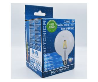 Bec led Vintage filament 4W (32W),E27, G125, 400 lm, lumina calda (2200K), clar, Optonica