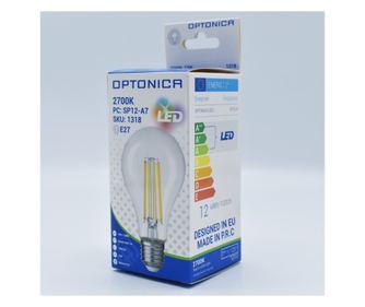 Bec led Vintage filament 12W (100W), E27, 1500 lm, lumina calda (2700K), clar, Optonica