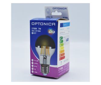 Bec led Vintage filament 7W (53W), E27, A60, 800lm, lumina calda (2700K), auriu, Optonica