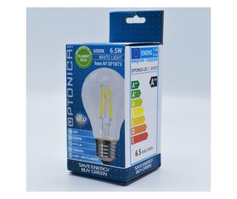 Bec led Vintage filament 6.5W (56W), E27, A60, 810 lm, lumina rece (6000K), clar, Optonica