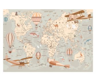 Fototapeta Děti Mapa světa Zvířata 300x210 cm Moderní Vlies Tapeta