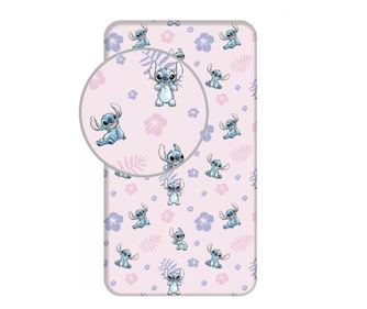 Lilo és Stitch A csillagkutya gumis lepedő pink 90x200 cm