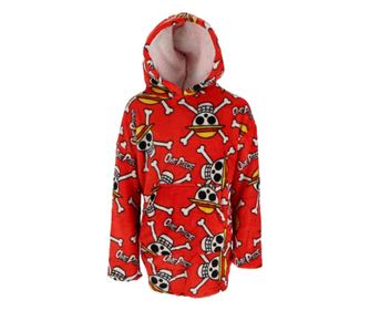One Piece belebújós plüss polár takaró, poncsó 7-14 év (Red)
