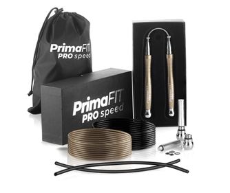 Бързо Въже за Скачане PrimaFIT Speed Pro, Професионално, 3м Регулируемо, с 2 Лагера, Допълнително Въже и Тежести, 2 Протектора,