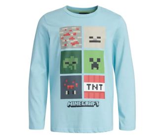 Minecraft gyerek hosszú ujjú póló világoskék 12 év