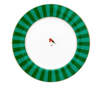 Porculanska tanjur, Pip Studio, Stripes Green, 26.5cm, kolekcija Love Birds
