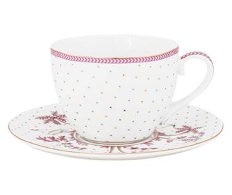 Šalica za espresso s tanjurićem, Pip Studio, Dots Gold Pink, 280 ml, kolekcija Jolie