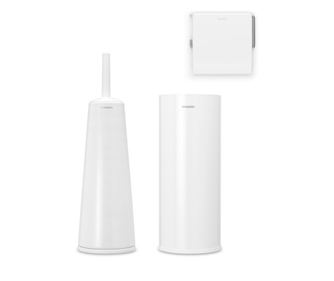Комплект аксесоари за тоалетна Brabantia ReNew 1003475, 3 части, Устойчиви на корозия, Бял