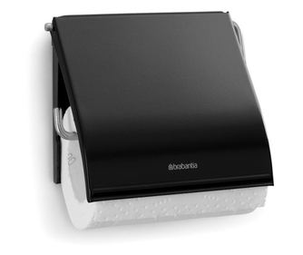 Държач за тоалетна хартия Brabantia ReNew 90300277, Устойчива на корозия, Черен мат