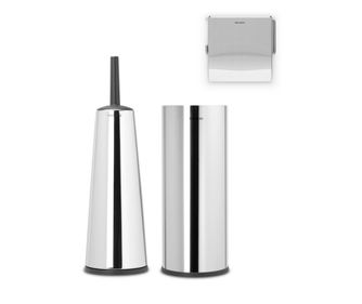 Комплект аксесоари за тоалетна Brabantia ReNew 1003478, 3 части, Устойчиви на корозия, Инокс