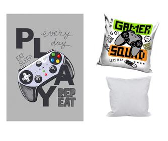 Gamer polár takaró és párna szett 3 db-os (grey)