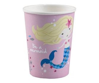 Mermaid, Sellő papír pohár 8 db-os 250 ml rózsaszín