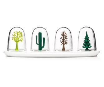 Set suport si 4 recipiente pentru condimente, Four Seasons, Gonga Transparent