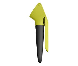 Преса за чесън Trebonn PESTO 1523206, 18 см, Мека дръжка, Премахваща се приставка, Черен/Жълт