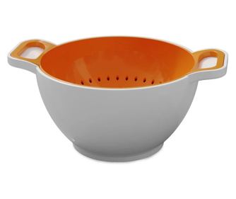 Bol pentru strecuratoare Trebonn DUO - mic 1824101, 500 ml, 15,6x8,5 cm, melamina, alb/portocaliu