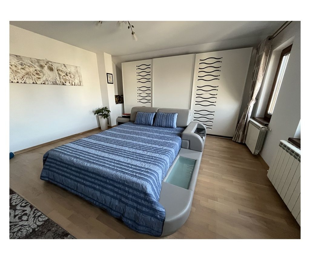 Cuvertura pat decorativa si de protectie CreponTex by Coneltex, 200 x 240 cm, pat dublu, culoare albastra