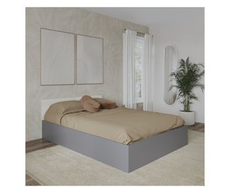 Pat haaus Malmo, 200 x 140 cm, saltea spuma inclusa, Stejar Alb/Antracit