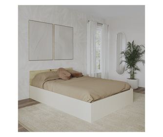 Pat haaus Malmo, 200 x 140 cm, saltea spuma inclusa, Stejar Artisan/Argila