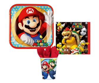 Super Mario party szett 36 db-os, 23 cm-es tányérral