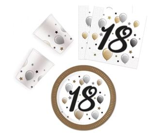 Happy Birthday 18 party szett milestone 23 cm-es tányérral 36 db-os