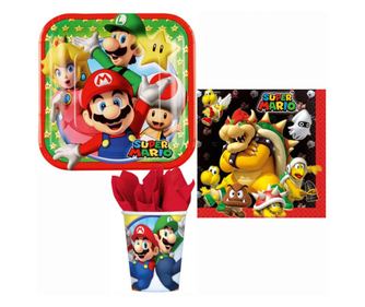 Super Mario party szett 18 cm-es tányérral 36 db-os