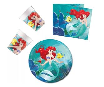 Disney Hercegnők party szett Ariel 23cm-es tányérral 36db-os