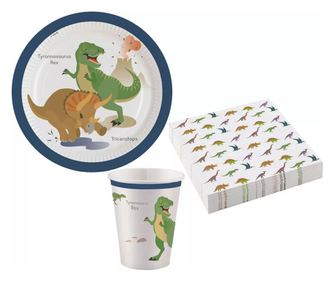 Dinoszaurusz party szett happy 23cm-es tányérral 36 db-os