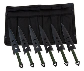 Set šestih nožev za metanje IdeallStore, Army Fury, nerjaveče jeklo, 16,5 cm, črna