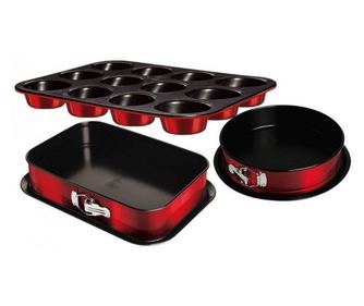 Set 3 tavi pentru cuptor Burgundy Metallic Line BerlingerHaus BH 7635