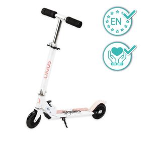 Dětská koloběžka, QKIDS, FLO Pink, Ložiska ABEC-9, Polyuretanová kola 85A, Řídítka T-shape, Protiskluzová platforma, Brzda Defen