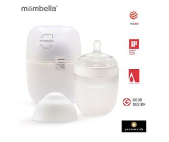 Mombella Antikólikás cumisüveg, 210ml, M közepes áramlású szilikon cumi, elefántcsontszínű