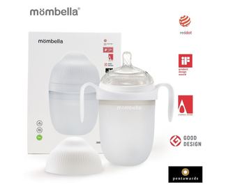 Mombella Antikólikás cumisüveg, 300 ml, 360° XL cumi, 100% szilikon, elefántcsontszínű
