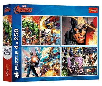 Uganka Trefl 4x250 Avengers Marvel Herojski dnevi