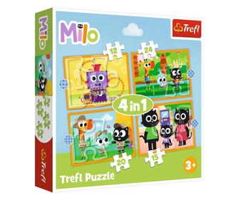 PUZZLE TREFL 4V1 PLANET MILO SREČANJE Z MILOM IN PRIJATELJI
