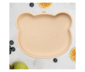 Silikonski krožnik z vakuumskim priseskom, AppeKids, The Little Bear - Bubble Beige